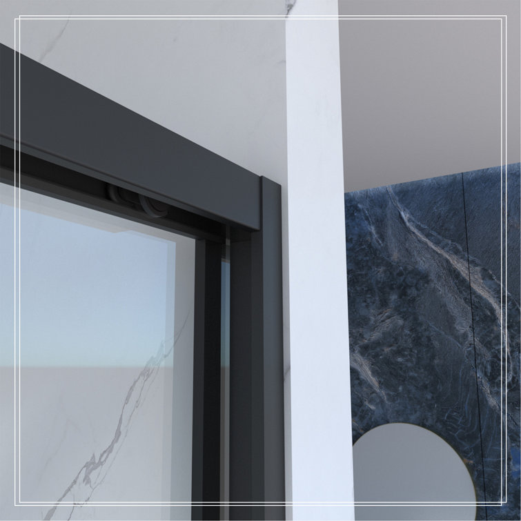 60" Matte Black Semi-Frameless Sliding Glass Shower Door