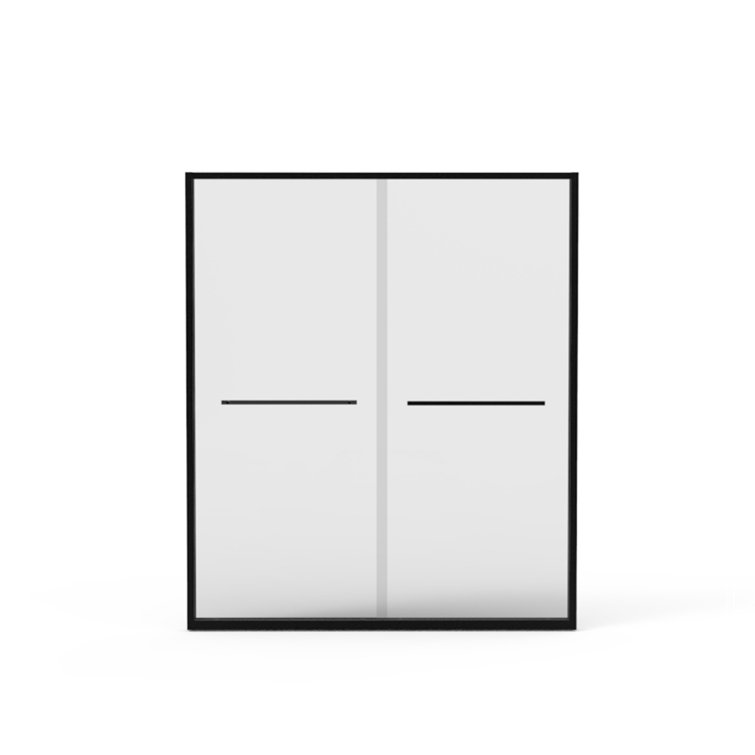 60" Matte Black Semi-Frameless Sliding Glass Shower Door