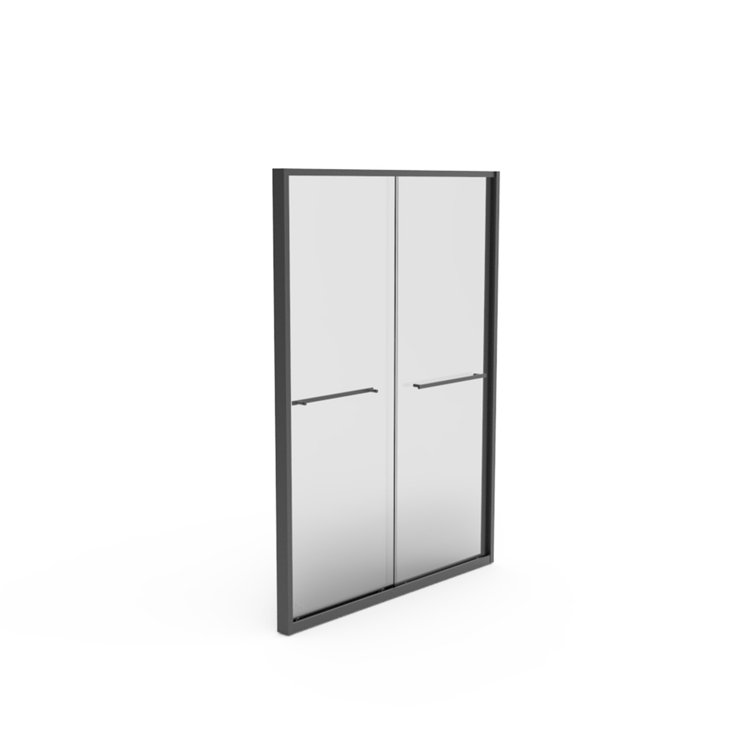 60" Matte Black Semi-Frameless Sliding Glass Shower Door