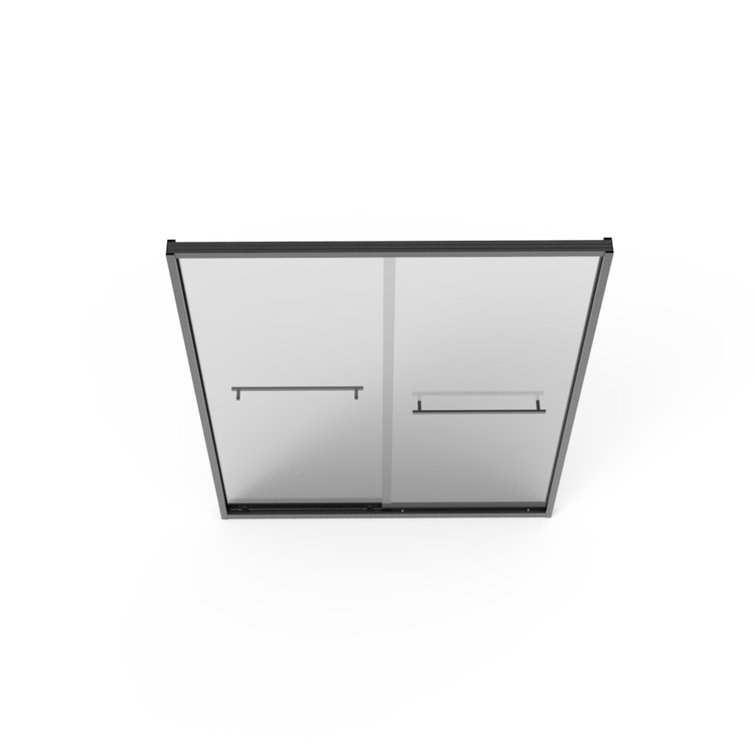60" Matte Black Semi-Frameless Sliding Glass Shower Door
