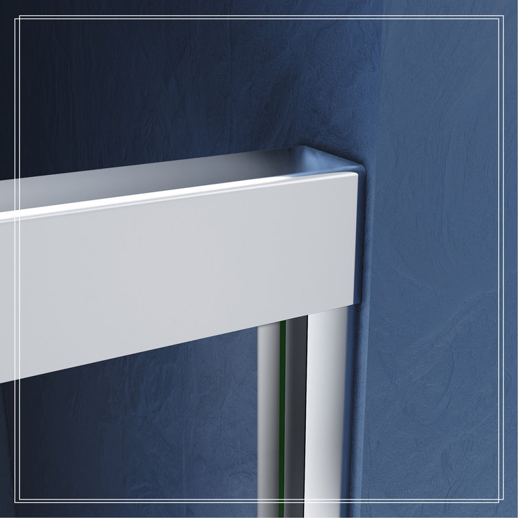 60" x 72" Semi Frameless Sliding Aluminum Shower Door with Clear Tempered Glass