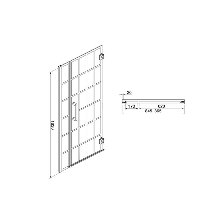 Matte Black 34" x 72" Frameless Clear Glass Shower Door