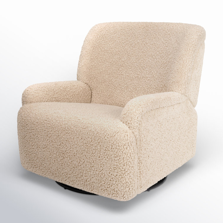 Chai Shearling Extra Wide Swivel Recliner with Wood Base