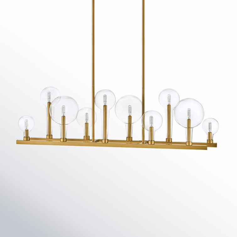 Alchemy 10-Light Lacquered Brass Cage Linear Chandelier