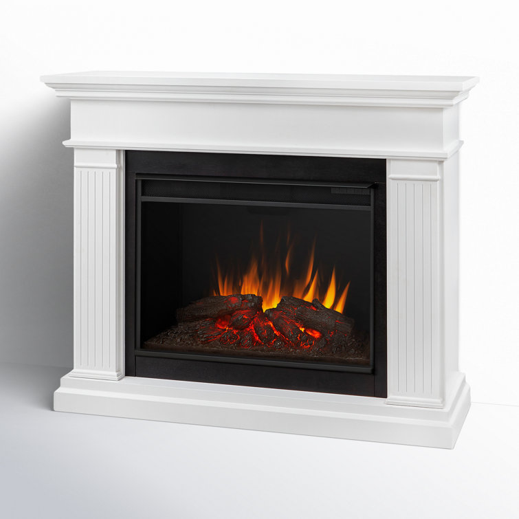 Centennial Grand 56" White Electric Fireplace with Carved Pilasters