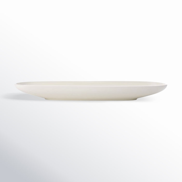White Ceramic Oval Fruit Bowl, 21.5 x 6.5 inches