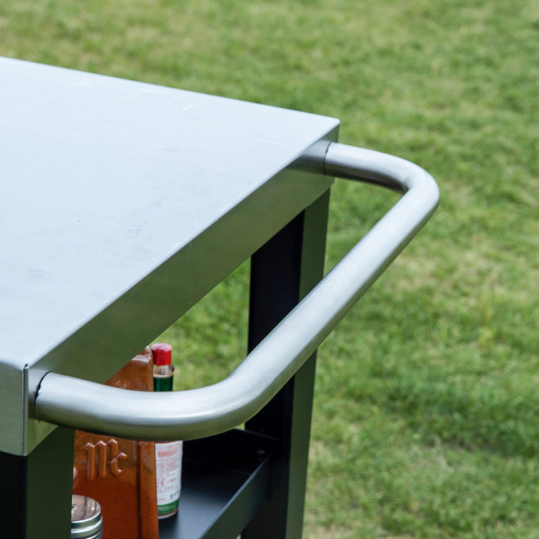 Royal Gourmet Black and Silver 3-Shelf Rolling Grill Table with Trash Holder