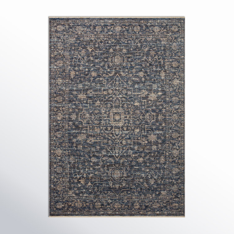 Sorrento Midnight Black and Natural Oriental Wool Area Rug