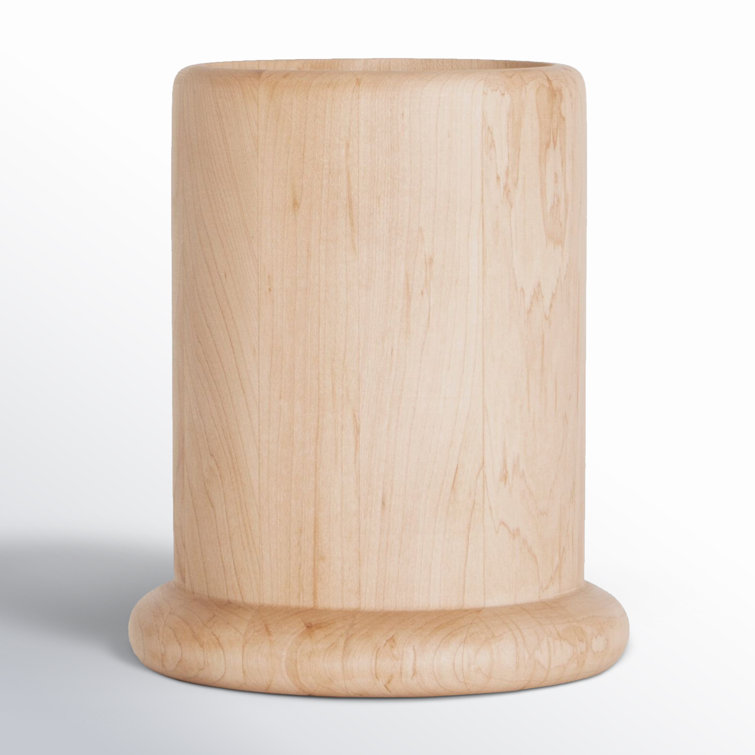 Minimalist Light Brown Maple Wood Utensil Crock