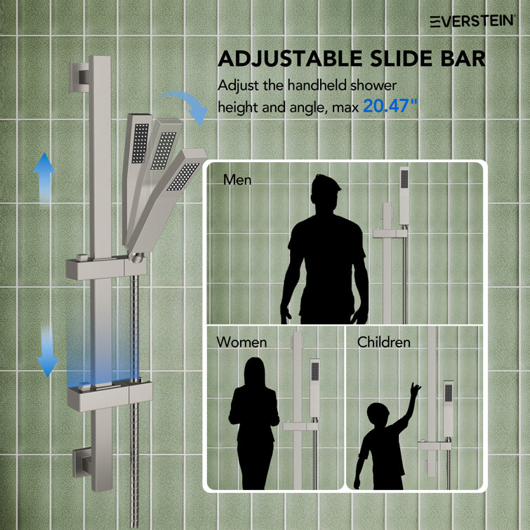 10" Brushed Nickel Adjustable Rainfall Shower System with Handheld