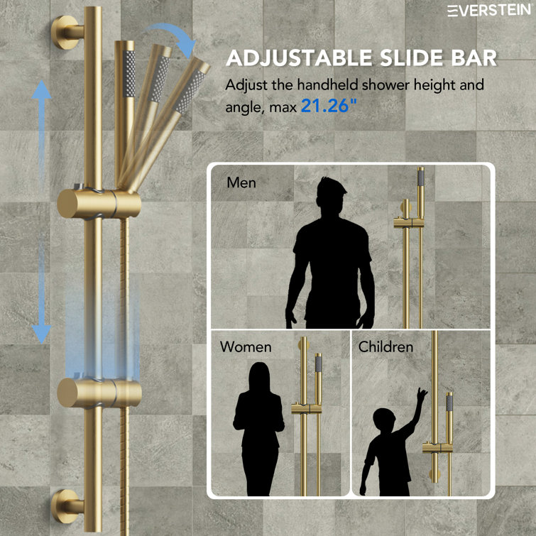 Brushed Gold Dual Head Stainless Steel Shower System with Handheld