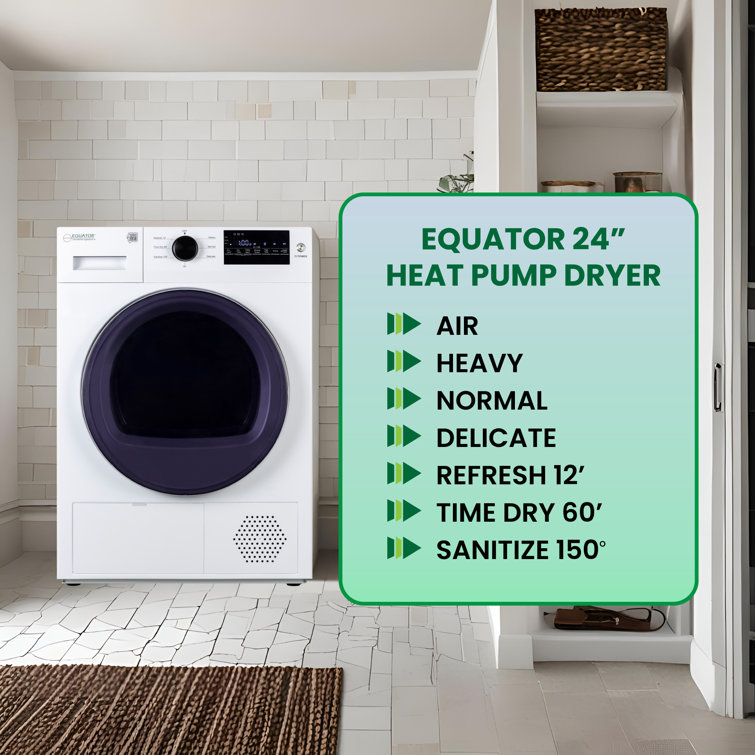 Equator 24" White Front Load Dryer with Moisture Sensing