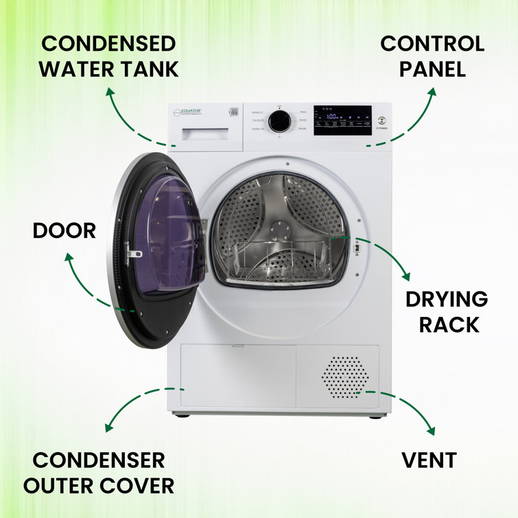 Equator 24" White Front Load Dryer with Moisture Sensing