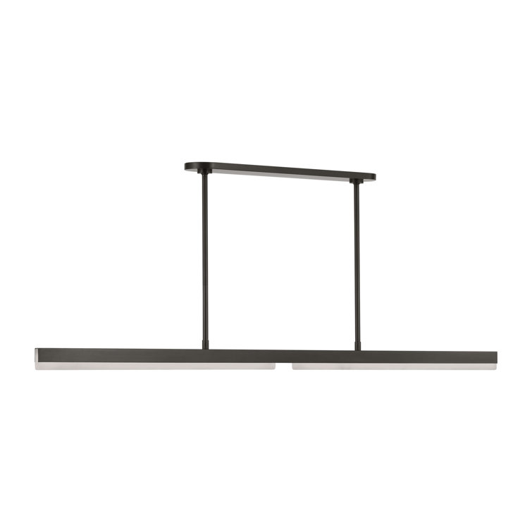 Bronze Linear LED Chandelier with Alabaster Shades