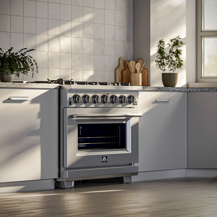 36" Stainless Steel Dual-Fuel Freestanding Gas Range
