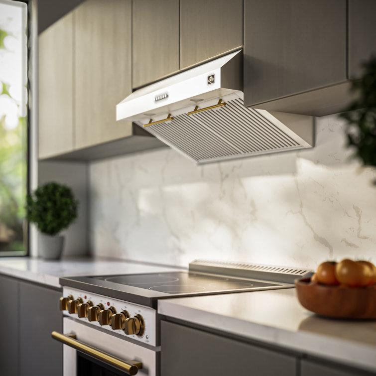 White Stainless Steel 30" Under Cabinet Range Hood with LED Lights