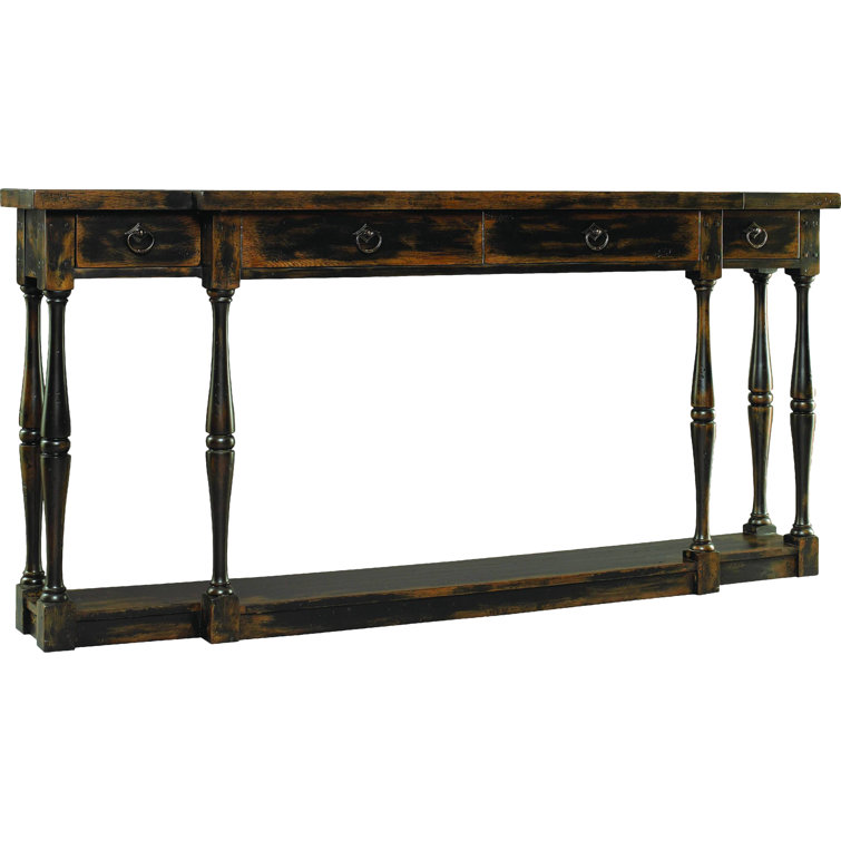 Transitional Ebony Black 72'' Rectangular Console Table with Storage
