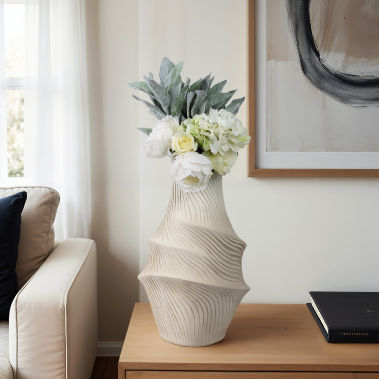 Handcrafted Off-White Resin Novelty Table Vase