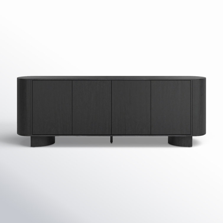 Paden 94'' Black Acacia Sideboard with Curved Legs