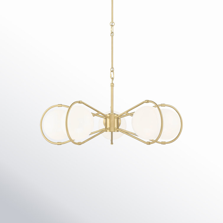 Starburst Brass Geometric Chandelier with Frosted Glass Shades