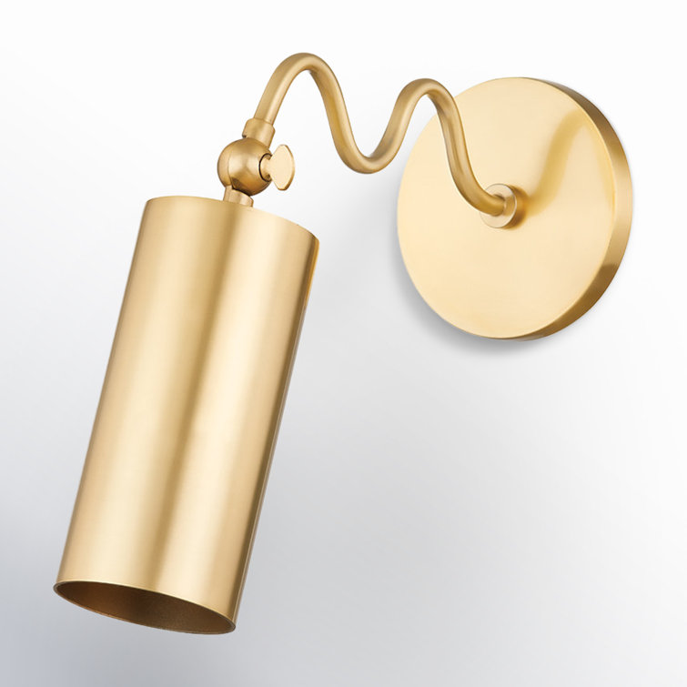 Elegant Aged Brass Cylinder Sconce with Adjustable Shade
