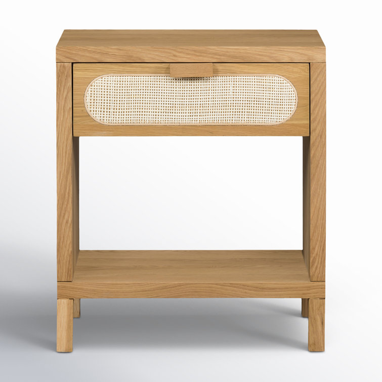 Allegra Honey Oak & Cream Cane Single Drawer Nightstand