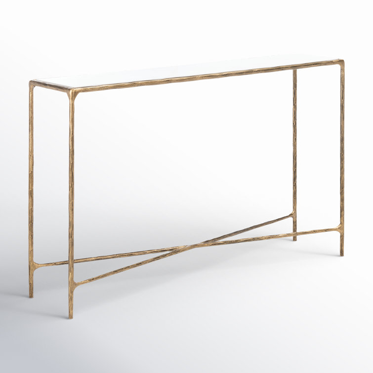 Evelynn Aristocratic Airy Glamour 48'' Brass & White Marble Console Table
