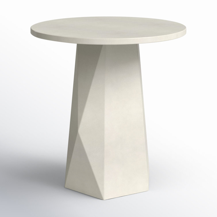 Bowman 22" White Concrete Faceted Round Side Table