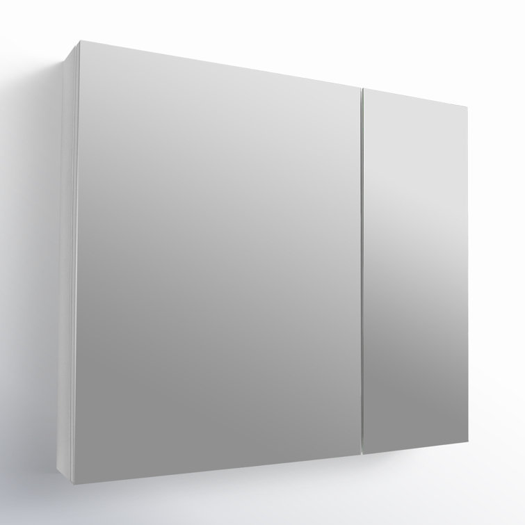 30'' W x 26'' H Frameless Mirrored Medicine Cabinet with Adjustable Shelves