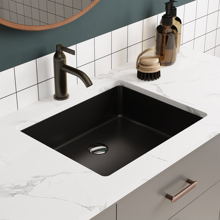 Ursa 19" x 15" Black Vitreous China Rectangular Undermount Bathroom Sink
