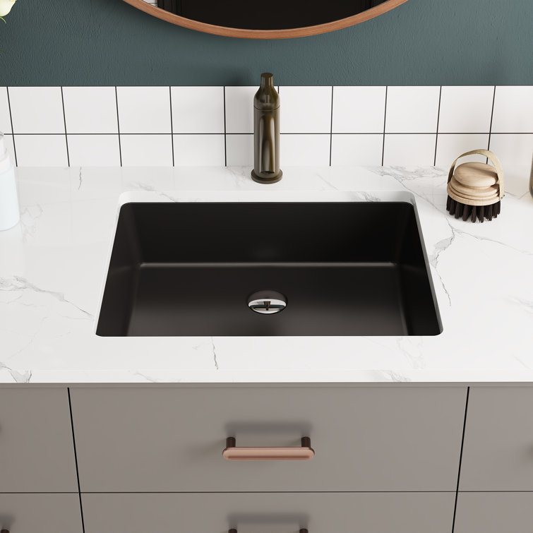 Ursa 19" x 15" Black Vitreous China Rectangular Undermount Bathroom Sink