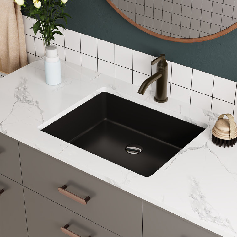 Ursa 19" x 15" Black Vitreous China Rectangular Undermount Bathroom Sink