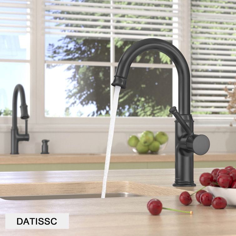 Matte Black Brass Single Handle Kitchen Bar Faucet