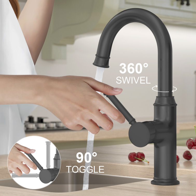 Matte Black Brass Single Handle Kitchen Bar Faucet