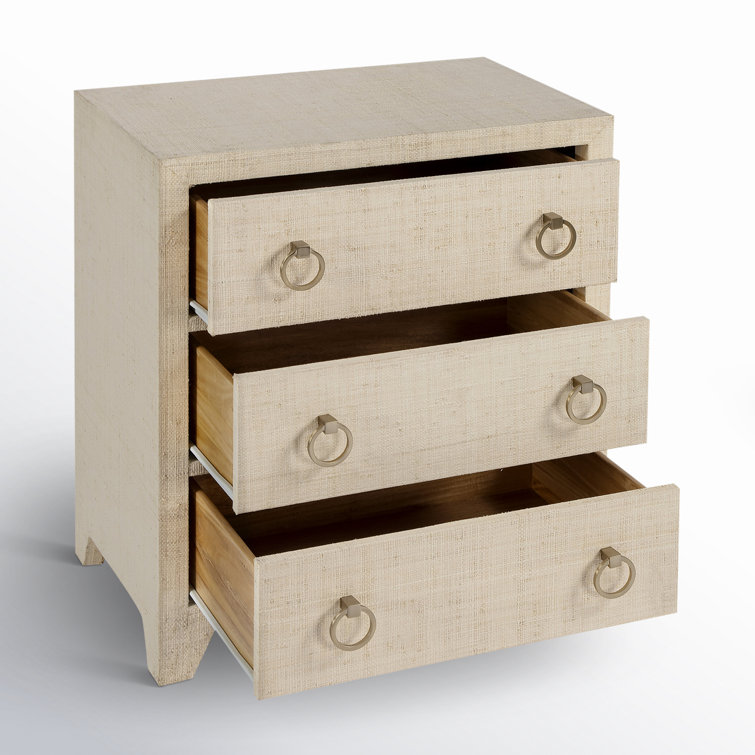 Bar Harbor Hand-Woven Natural Raffia 3-Drawer Chest
