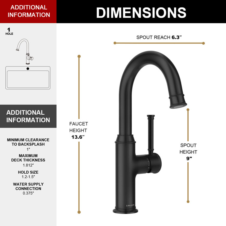 Matte Black Brass Single Handle Kitchen Bar Faucet