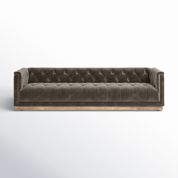 Maxx Contemporary Gray Velvet Sofa with Aged Bronze Accents