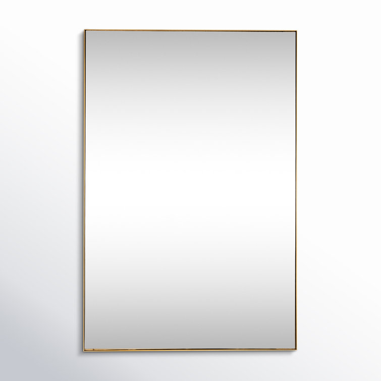 Elegant Gold Metal Framed Rectangular Wall Mirror 36''x24''