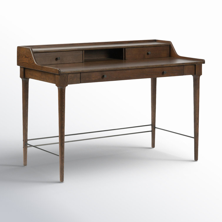 Contemporary Modern 48" Brown Solid Oak Home Office Desk with Drawers