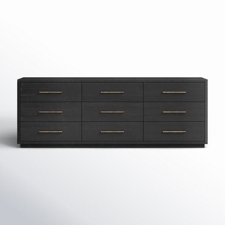 Alexa 88" Burnished Black Acacia 9-Drawer Dresser