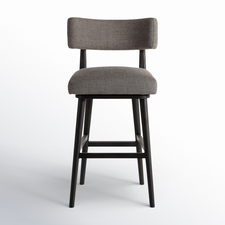 Natural Wood Swivel Counter Stool with Upholstered Seat