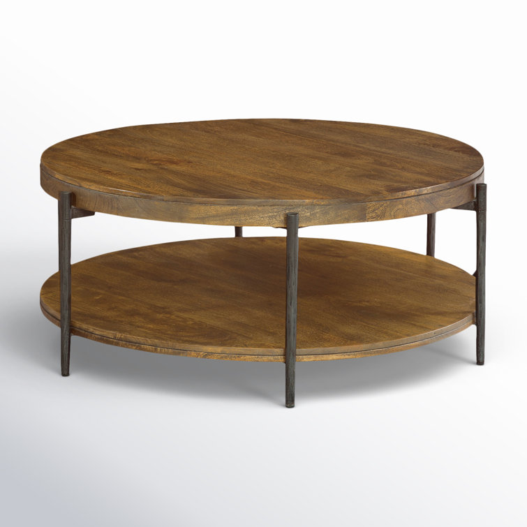 Transitional 41'' Round Walnut Coffee Table with Storage