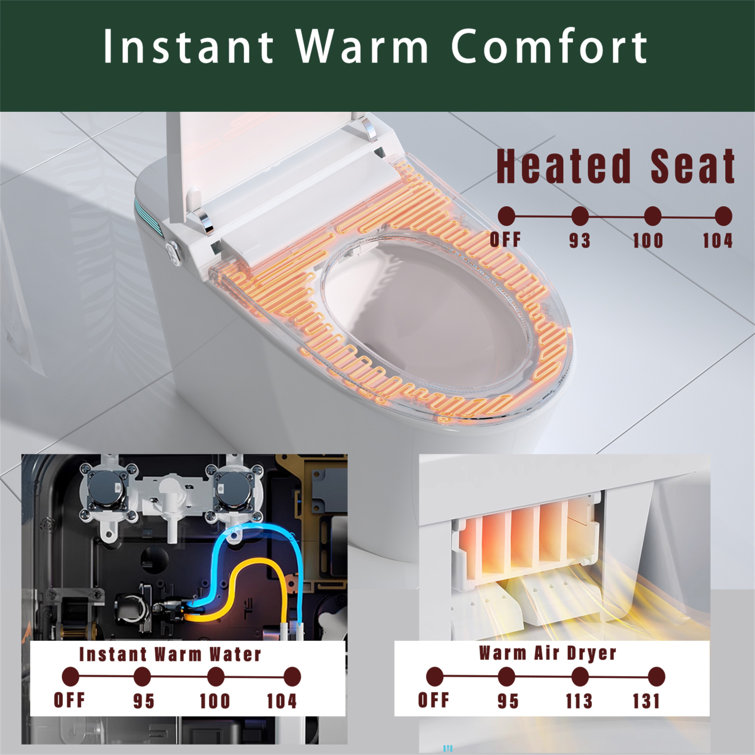White High Efficiency Intelligent Smart Toilet with Heated Bidet Seat