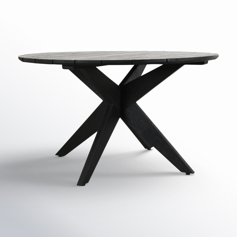 53" Black Matte Teak Outdoor Round Dining Table