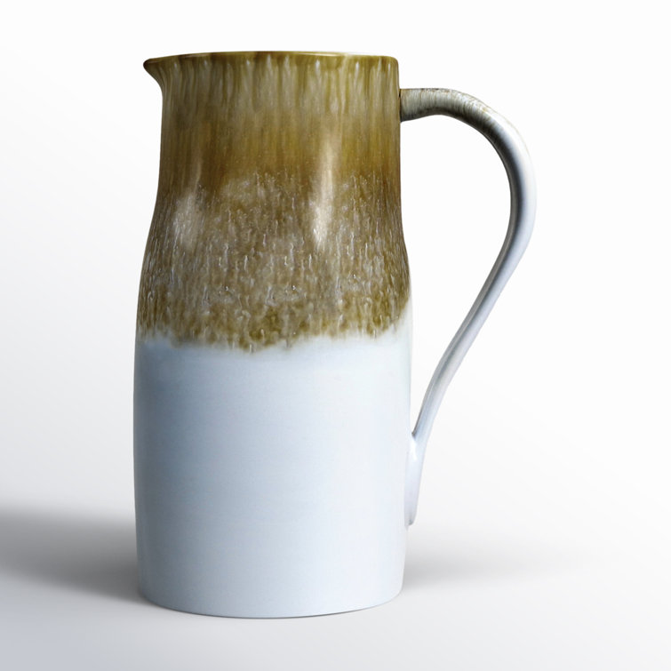 Point Lobos 8-Cup Rustic Brown and White Stoneware Pitcher