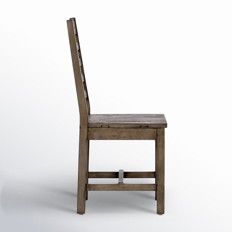 Set of 2 Dark Brown Pine Ladderback Dining Chairs