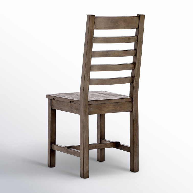 Set of 2 Dark Brown Pine Ladderback Dining Chairs