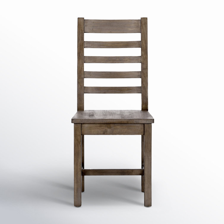 Set of 2 Dark Brown Pine Ladderback Dining Chairs