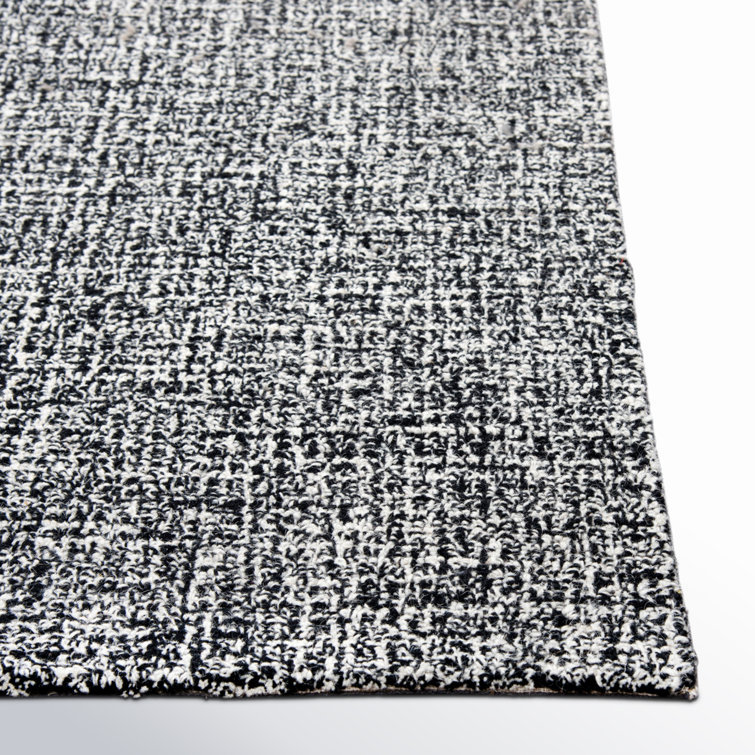 Handmade Black and White Wool Runner Rug 2'6" x 8'
