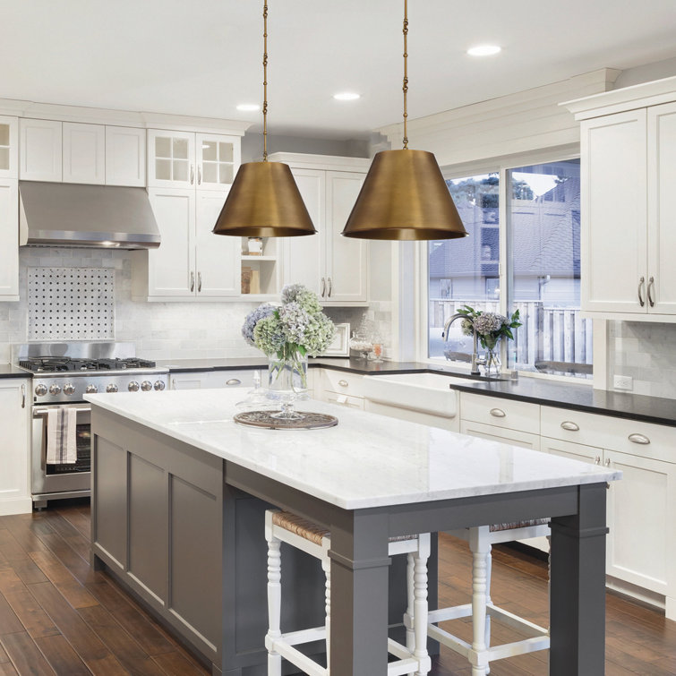Warm Brass Empire Single Pendant Light with Adjustable Chain